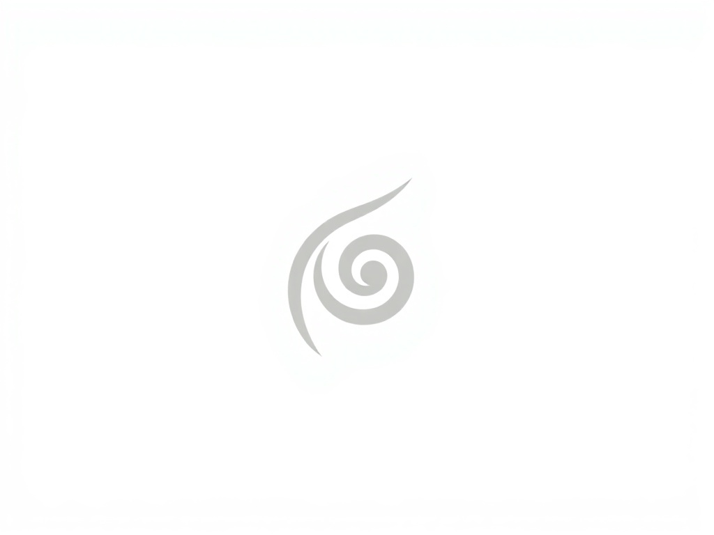 Minimalist abstract shape of a leaf combined with a spiral, clean vector style, high contrast, suitable for branding, white background